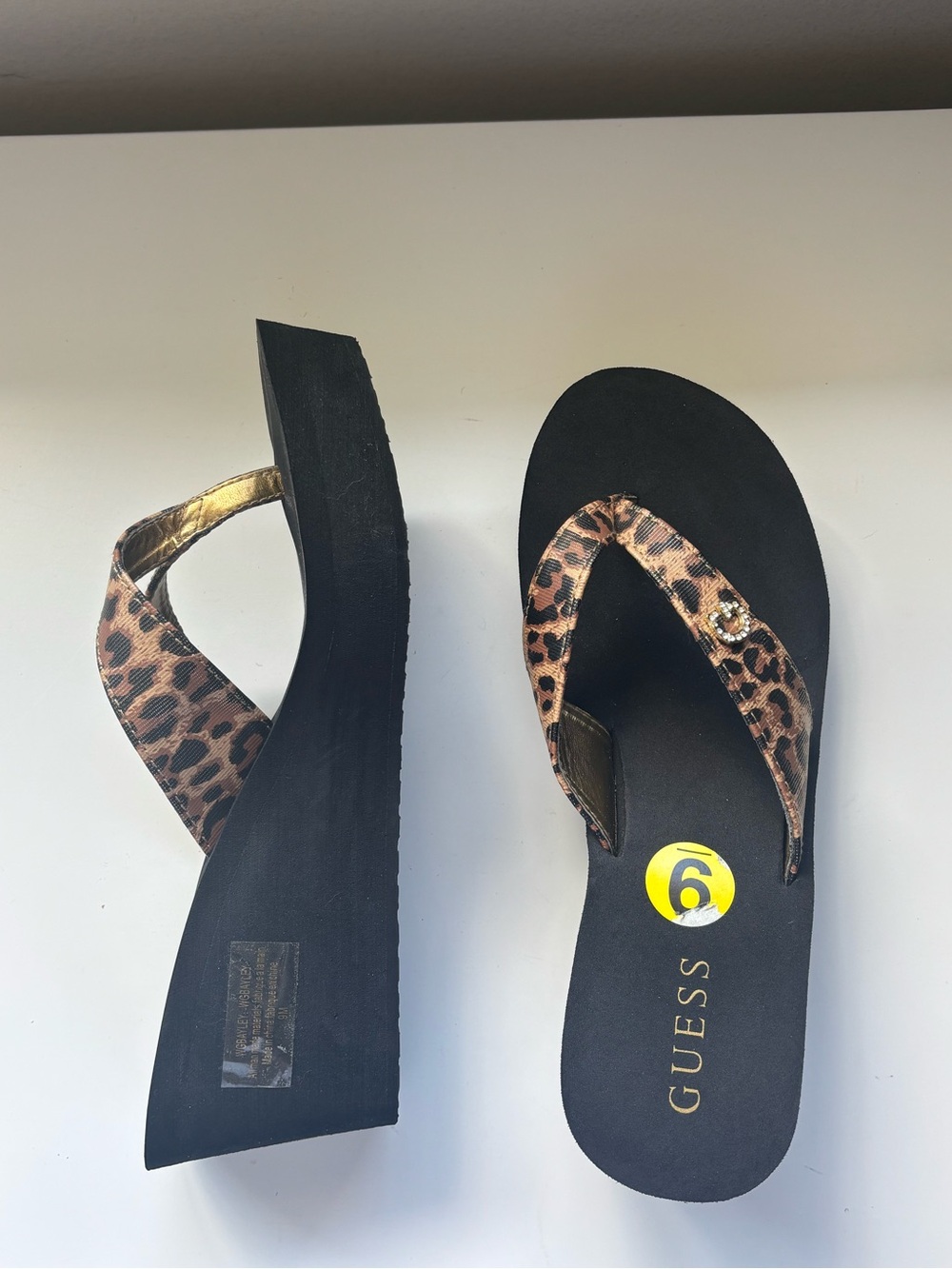 GUESS y2k wedge platform sandals with cheetah straps size 9